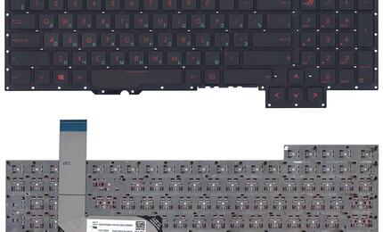 Клавиатура для ноутбука Asus G751, G751JM, G751JL, G751JT, G751JY с подсветкой (Light), Black, (No Frame) RU