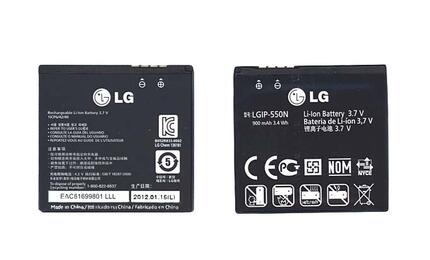 Аккумуляторная батарея для смартфона LG LGIP-550N S310 3.7V Black 900mAh 3.4Wh