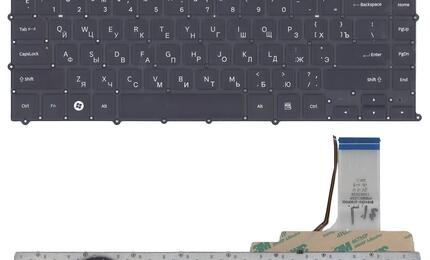 Клавиатура для ноутбука Samsung (NP900X4B, NP900X4C) с подсветкой (Light), Black, (No Frame), RU