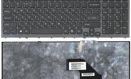 Клавиатура для ноутбука Sony Vaio (VPC-F11, VPC-F12, VPC-F13) Black, (Gray Frame) RU
