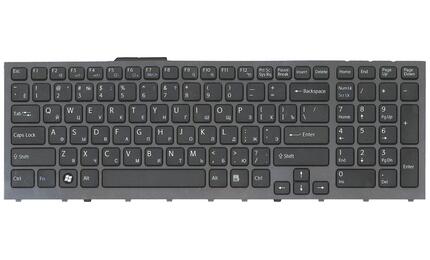 Клавиатура для ноутбука Sony Vaio (VPC-F11, VPC-F12, VPC-F13) Black, (Gray Frame) RU - фото 2