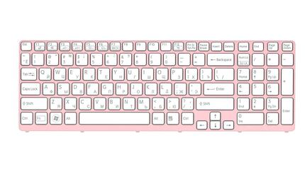 Клавиатура для ноутбука Sony Vaio (SVE17) White, с подсветкой (Light), (Pink Frame) RU - фото 2