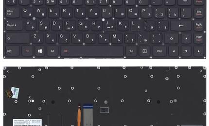 Клавиатура для ноутбука Lenovo Yoga 4 Pro (900) Black с подсветкой (Light), (No Frame) RU