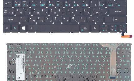 Клавиатура для ноутбука Acer Aspire R13 R7-371T, R7-371 Black, с подсветкой (Light), (No Frame), RU