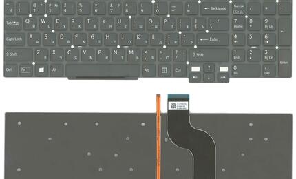 Клавиатура для ноутбука Sony Vaio (SVT15) Black, с подсветкой (Light), (No Frame) RU