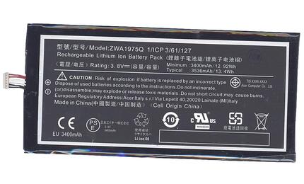 Аккумуляторная батарея для планшета Acer ZAW1975Q Iconia Tab 7 A1-713 3.8V Black 3400mAh Orig