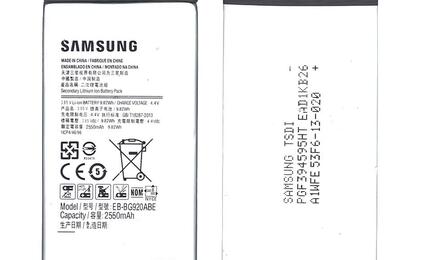 Аккумуляторная батарея для смартфона Samsung EB-BG920ABE Galaxy S6 3.85V Black 2550mAh 9.82Wh