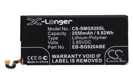 Аккумуляторная батарея для смартфона Samsung CS-SMG920SL Galaxy S6 SM-G920 3.85V Black 2550mAh 9.82Wh