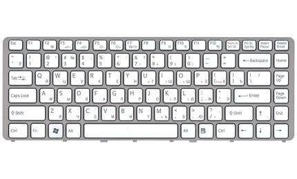 Клавиатура для ноутбука Sony Vaio (VGN-NW) White, (Silver Frame) RU - фото 2