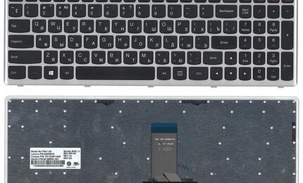 Клавиатура для ноутбука Lenovo IdeaPad U510, Z710 Black, (Silver Frame), RU