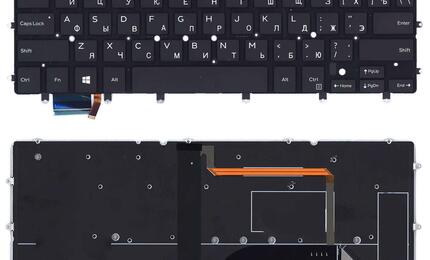 Клавиатура для ноутбука Dell XPS (13 9343) с подсветкой (Light), Black, (No Frame), RU