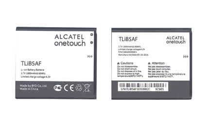 Аккумуляторная батарея для смартфона Alcatel TLIB5AF One Touch Pop C5 5036D 3.7V Black 1800mAh 6.66Wh