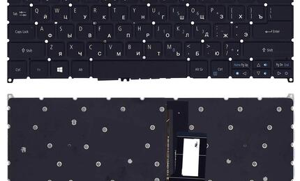 Клавиатура для ноутбука Acer Spin 1 SP113-31, с подсветкой (Light), Black, (No Frame), RU