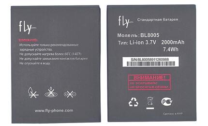 Аккумуляторная батарея для смартфона Fly BL8005 IQ4512 Evo Chic 4 3.7V Black 2000mAh 7.4Wh