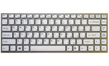 Клавиатура для ноутбука Sony Vaio (VPC-Y) White, (Silver Frame) RU - фото 2