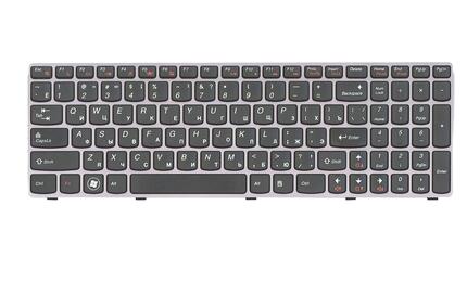 Клавиатура для ноутбука Lenovo IdeaPad B570 B580 V570 Z570 Z575 B590 Black, (Gray Frame) RU - фото 2