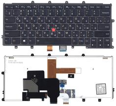 Клавиатура для ноутбука Lenovo ThinkPad (X240, X240S, X240I) с подсветкой (Light), с указателем (Point Stick) Black, Black Frame, RU