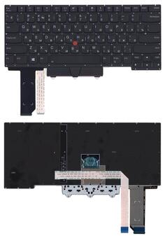 Клавиатура для ноутбука Lenovo ThinkPad E14 с подсветкой (Light), с указателем (Point Stick), Black, (No Frame), RU