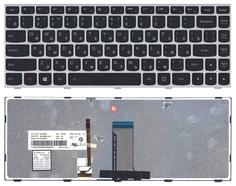 Клавиатура для ноутбука Lenovo IdeaPad FLex 14 G40, G40-30, G40-45, G40-70, G40-75, G40-80, Z41-70, 500-14ACZ, 500-14ISK, 300-14ISK, B40-80 с подсветкой (Light), Black, (Silver Frame), RU