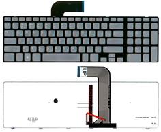 Клавиатура для ноутбука Dell Inspiron (N7110, 5720, 7720, 17R, Vostro 3350, 3450, 3550, 3750, XPS 17, L702x) с подсветкой (Light) Grey, (Black Frame) RU