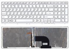 Клавиатура для ноутбука Sony Vaio (SVE15) с подсветкой (Light), White, (White Frame) RU