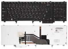 Клавиатура для ноутбука Dell Latitude (E6520, E6530, E6540) с указателем (Point Stick), с подсветкой (Light), Black, RU