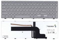 Клавиатура для ноутбука Dell Inspiron (15-7000, 7537) Black, RU с подсветкой (Light), Silver, (Silver Frame) RU