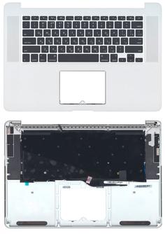Клавиатура для ноутбука Apple MacBook Pro (A1398) Black, (Silver TopCase), RU (горизонтальный энтер)