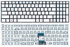 Клавиатура для ноутбука Asus (N501, N501J, N501JW, N501V, N501VW, G501, Q501, UX501, UX501JW, N541) с подсветкой (Light), Silver, (No Frame) RU
