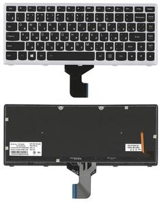 Клавиатура для ноутбука Lenovo IdeaPad (Z400) с подсветкой (Light), Black, (Gray Frame), RU
