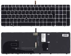 Клавиатура для ноутбука HP EliteBook 850 G3 с подсветкой (Light), Black, (Grey Frame) RU