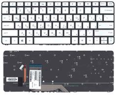 Клавиатура для ноутбука HP Spectre X360 (13-4000, 13-4103dx, 13-4003DX, 13-4005DX, 13-4110DX, 13-4193DX, 13-4195DX, 13-4193NR) с подсветкой (Light) Black, (Silver Frame) RU