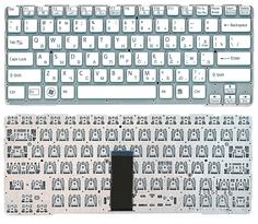 Клавиатура для ноутбука Sony (SVE14A) White, (No Frame) RU Белая с голубым