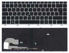 Клавиатура для ноутбука HP Elitebook (840 G5) Black с подсветкой (Light), (Silver Frame) RU